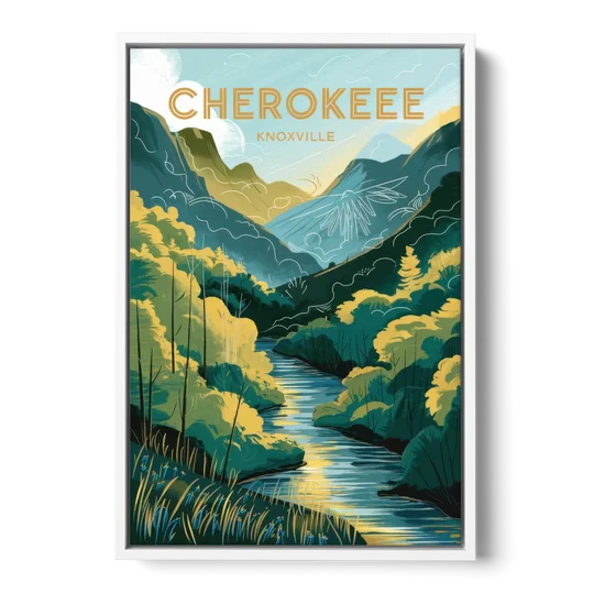Knoxville Cherokee Heritage - White Framed Canvas Wall Art - Front