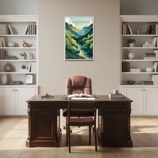 Knoxville Cherokee Heritage - White Framed Canvas Wall Art - Office - 24x36