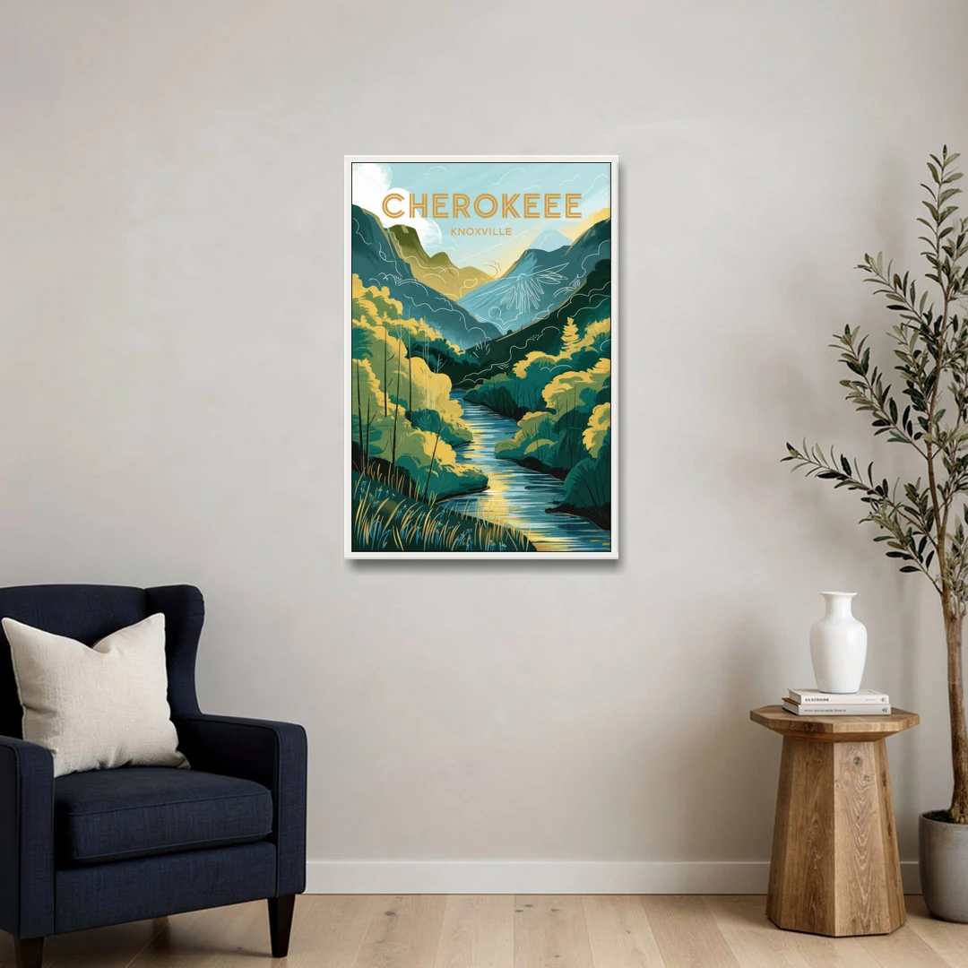 Knoxville Cherokee Heritage - White Framed Canvas Wall Art - Sofa - 24x36