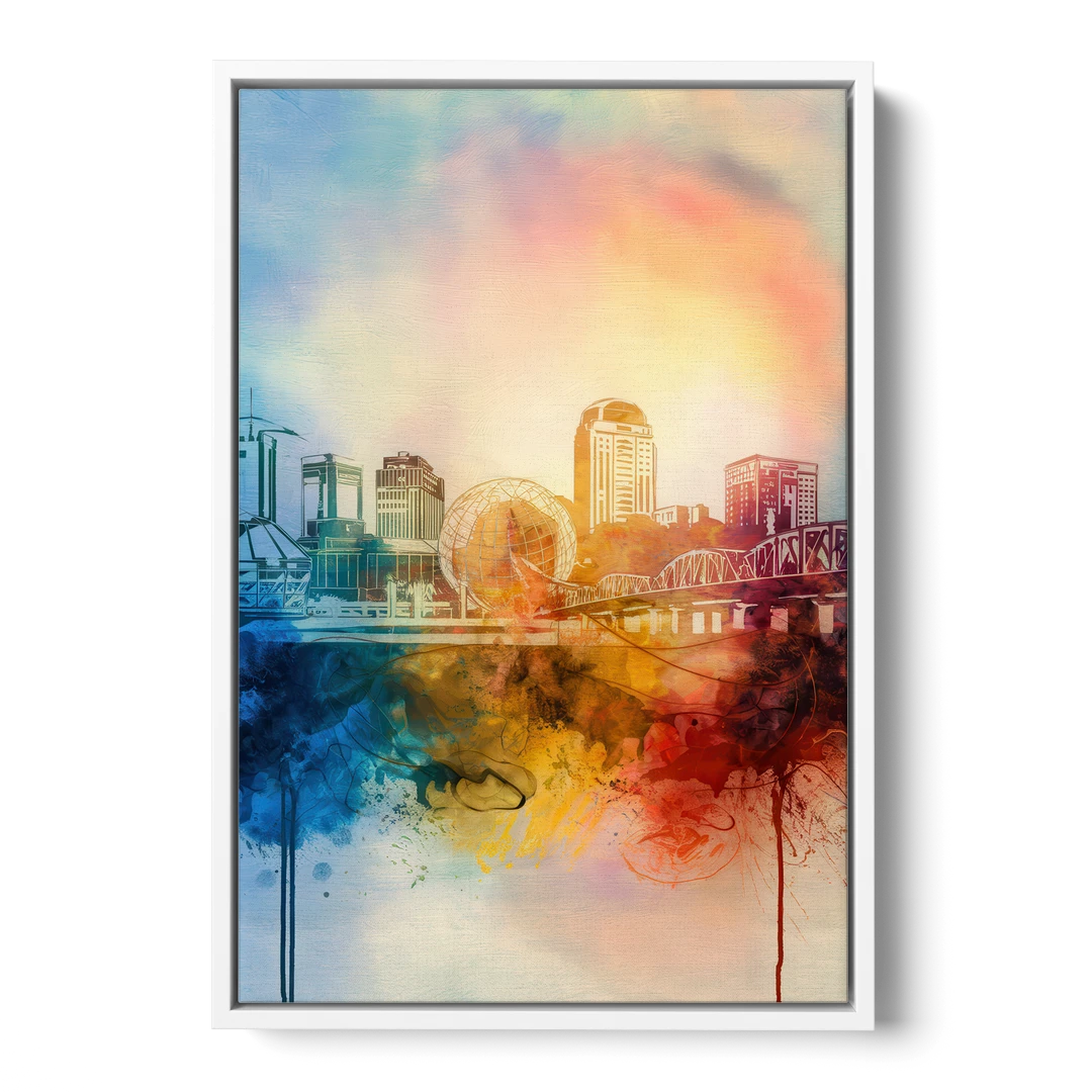 Knoxville Historic Landmarks - White Framed Canvas Wall Art - Front