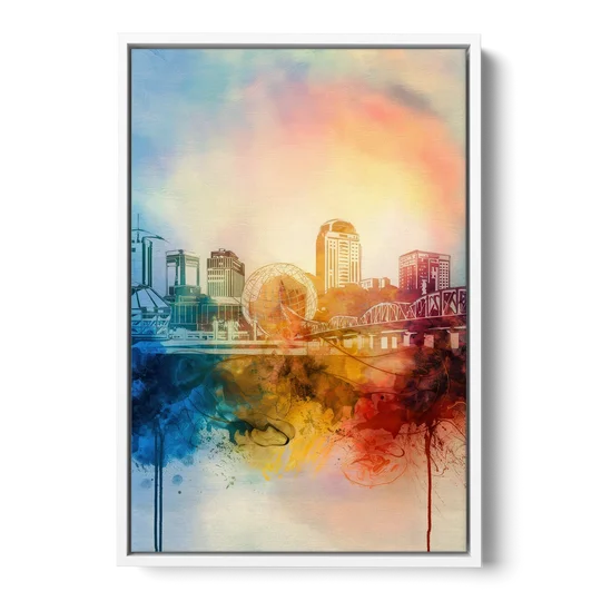 Knoxville Historic Landmarks - White Framed Canvas Wall Art - Front