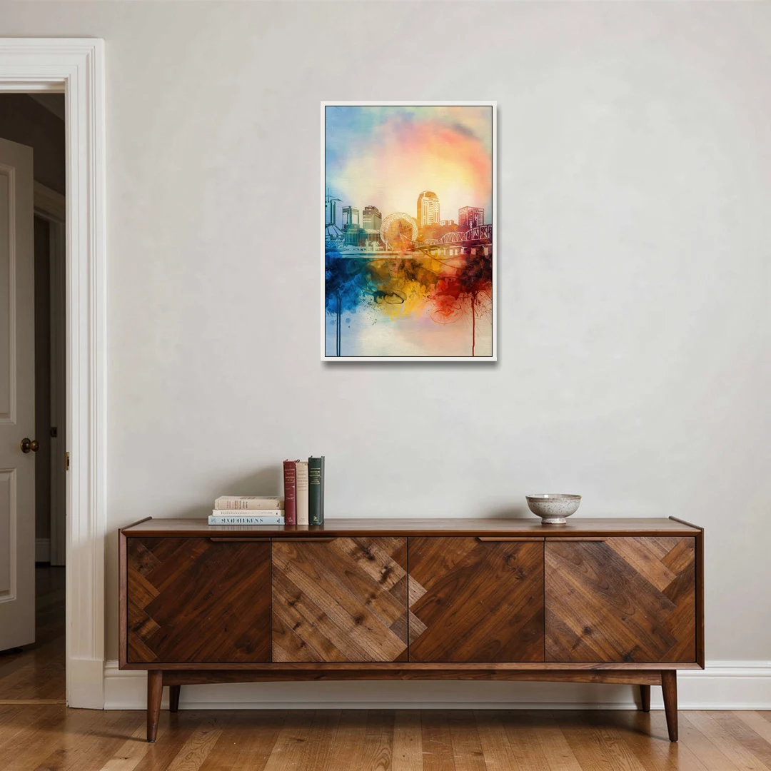 Knoxville Historic Landmarks - White Framed Canvas Wall Art - Coffee Table - 24x36