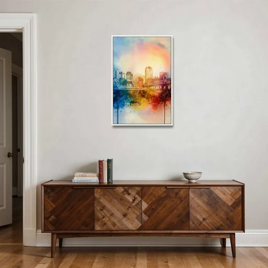 Knoxville Historic Landmarks - White Framed Canvas Wall Art - Coffee Table - 24x36