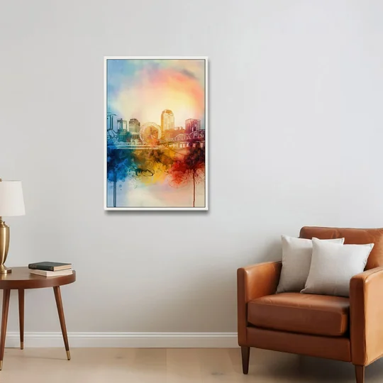 Knoxville Historic Landmarks - White Framed Canvas Wall Art - Sofa - 24x36