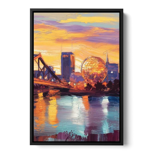 Knoxville Skyline Sunset - Black Framed Canvas Wall Art - Front