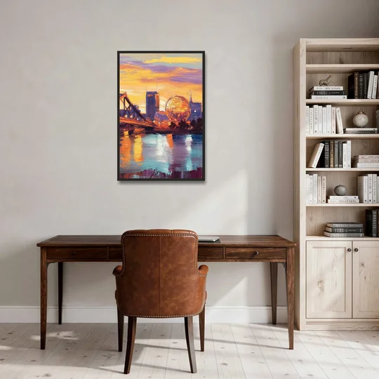 Knoxville Skyline Sunset - Black Framed Canvas Wall Art - Office - 24x36