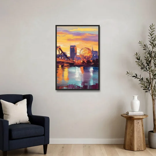 Knoxville Skyline Sunset - Black Framed Canvas Wall Art - Sofa - 24x36