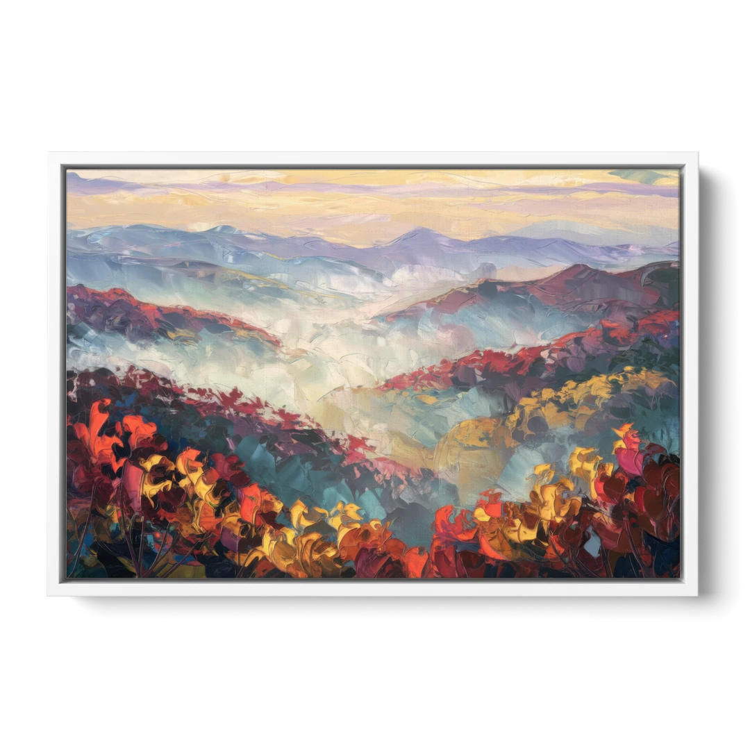 Knoxville Smoky Mountains Scene - White Framed Canvas Wall Art - Front
