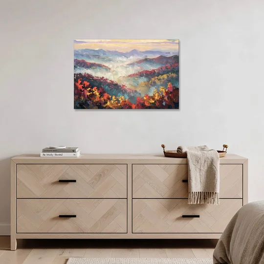 Knoxville Smoky Mountains Scene - Canvas Wall Art - Coffee Table - 36x24