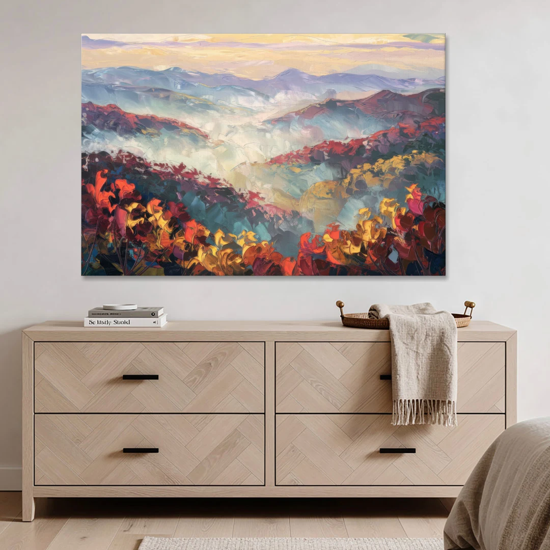 Knoxville Smoky Mountains Scene - Canvas Wall Art - Coffee Table - 60x40