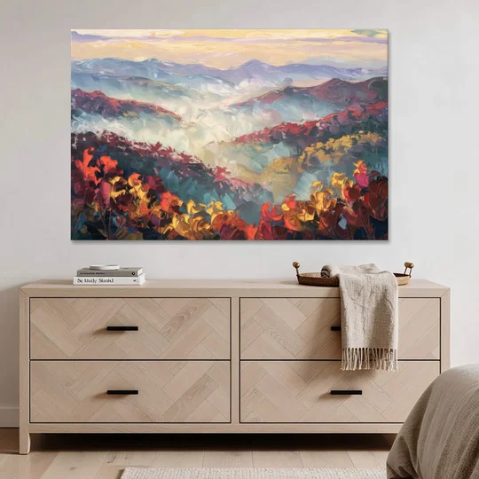 Knoxville Smoky Mountains Scene - Canvas Wall Art - Coffee Table - 60x40