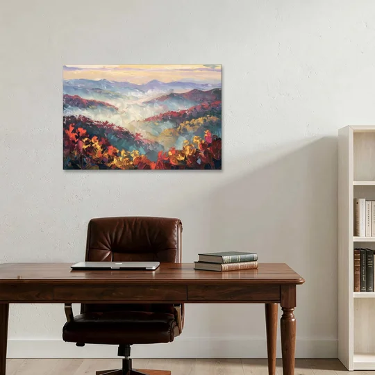 Knoxville Smoky Mountains Scene - Canvas Wall Art - Office - 36x24