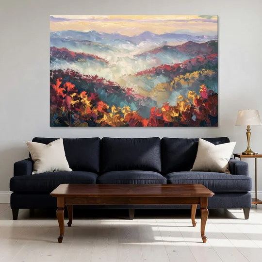 Knoxville Smoky Mountains Scene - Canvas Wall Art - Sofa - 60x40