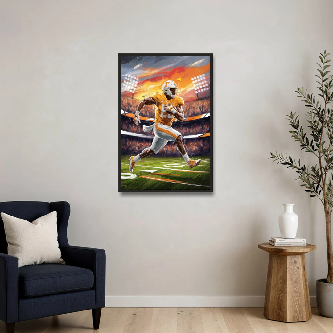 Knoxville Vols Game Day - Black Framed Canvas Wall Art - Sofa - 24x36