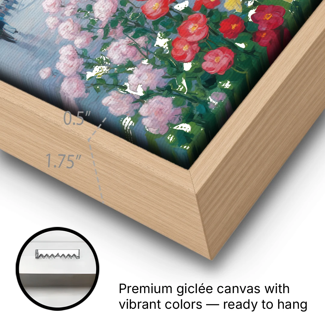Krakow's Cloth Hall - Oak Framed Canvas Wall Art - Gallery Wrap Corner