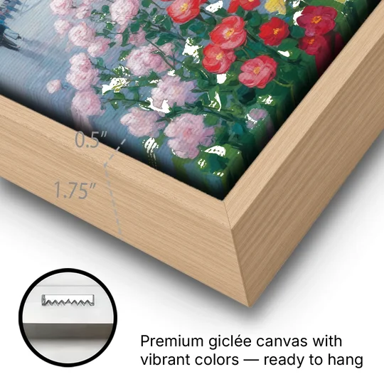Krakow's Cloth Hall - Oak Framed Canvas Wall Art - Gallery Wrap Corner
