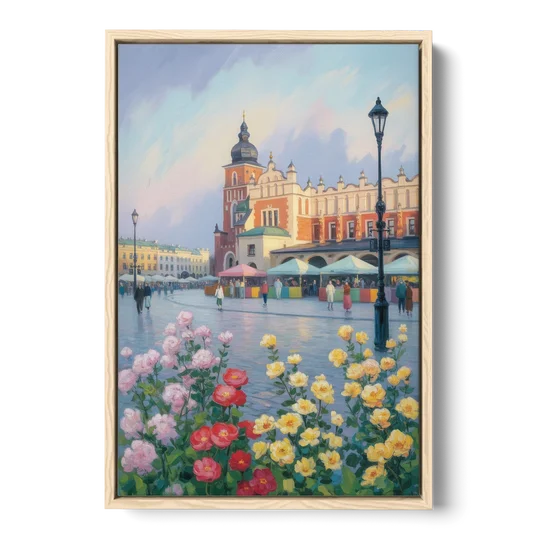 Krakow's Cloth Hall - Oak Framed Canvas Wall Art - Front