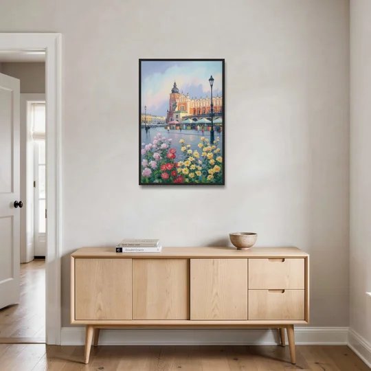 Krakow's Cloth Hall - Black Framed Canvas Wall Art - Coffee Table - 24x36