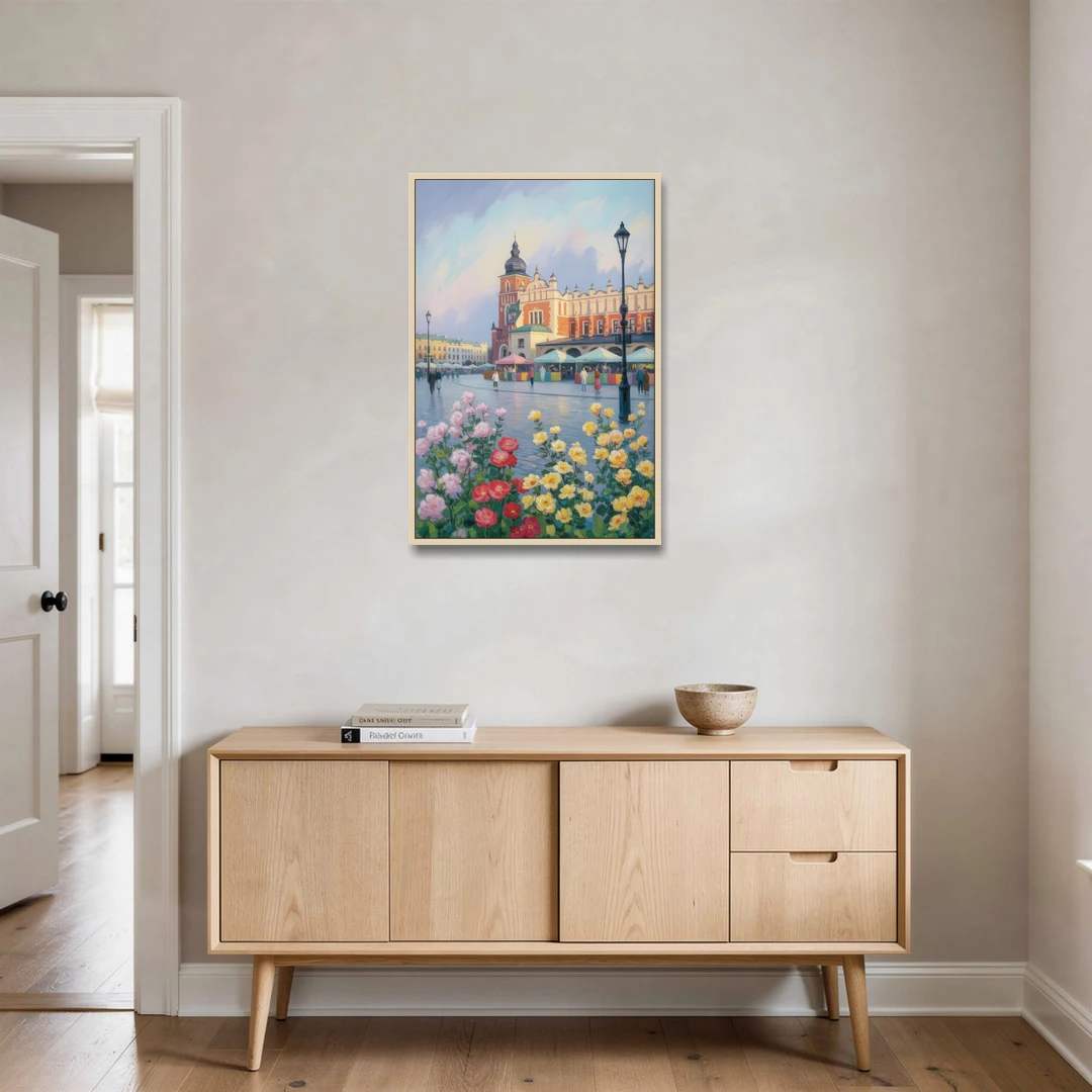 Krakow's Cloth Hall - Oak Framed Canvas Wall Art - Coffee Table - 24x36