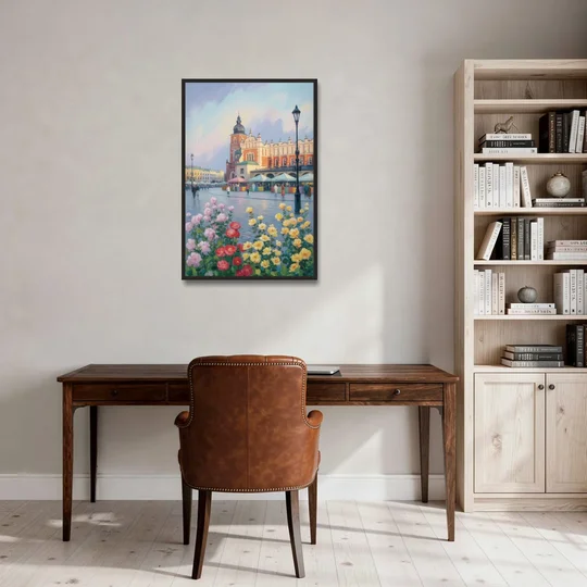 Krakow's Cloth Hall - Black Framed Canvas Wall Art - Office - 24x36