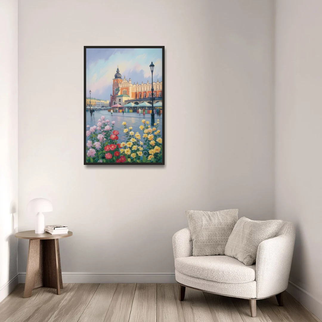Krakow's Cloth Hall - Black Framed Canvas Wall Art - Sofa - 24x36