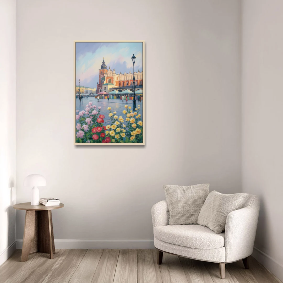 Krakow's Cloth Hall - Oak Framed Canvas Wall Art - Sofa - 24x36