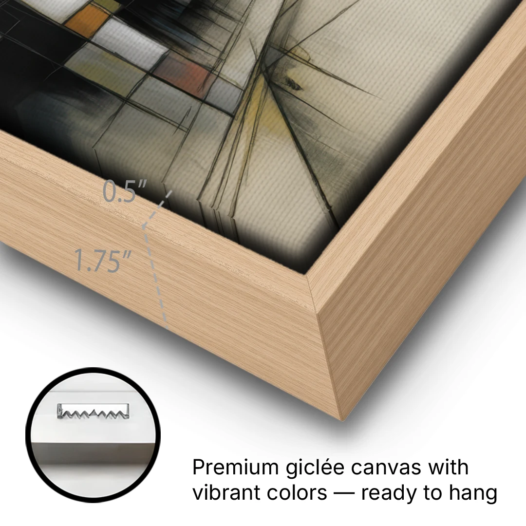 Kreuzberg Colors - Oak Framed Canvas Wall Art - Gallery Wrap Corner