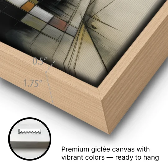 Kreuzberg Colors - Oak Framed Canvas Wall Art - Gallery Wrap Corner