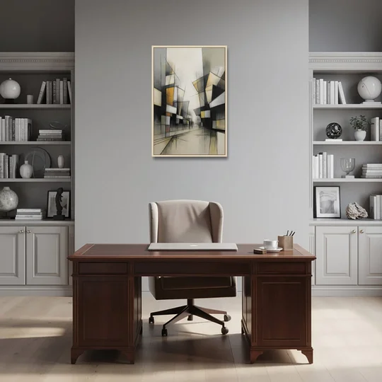 Kreuzberg Colors - Oak Framed Canvas Wall Art - Office - 24x36