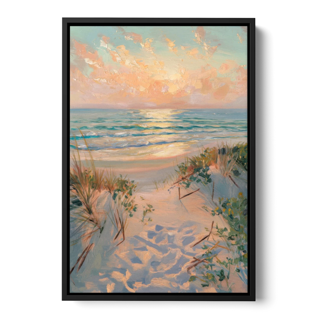 La Jolla Beachfront Serenity - Black Framed Canvas Wall Art - Front