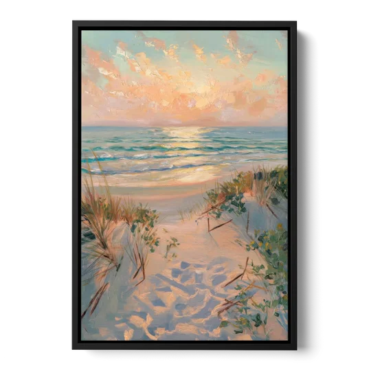 La Jolla Beachfront Serenity - Black Framed Canvas Wall Art - Front