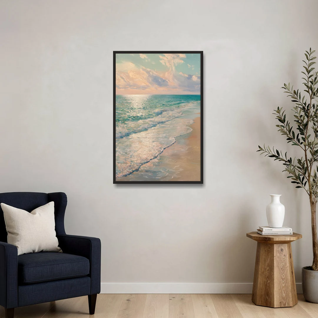 La Jolla Ocean Breeze - Black Framed Canvas Wall Art - Sofa - 24x36