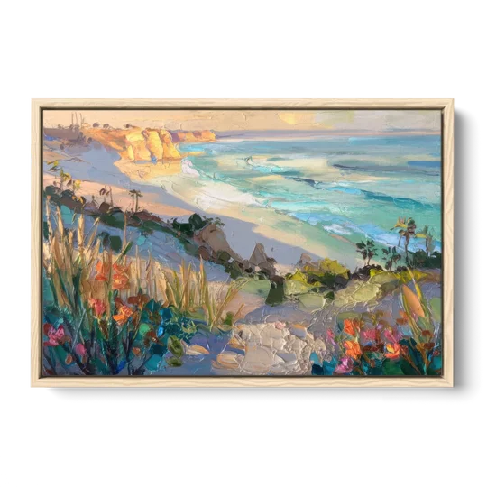La Jolla Pacific Blues - Oak Framed Canvas Wall Art - Front