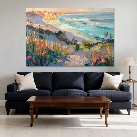 La Jolla Pacific Blues - Canvas Wall Art - Sofa - 60x40