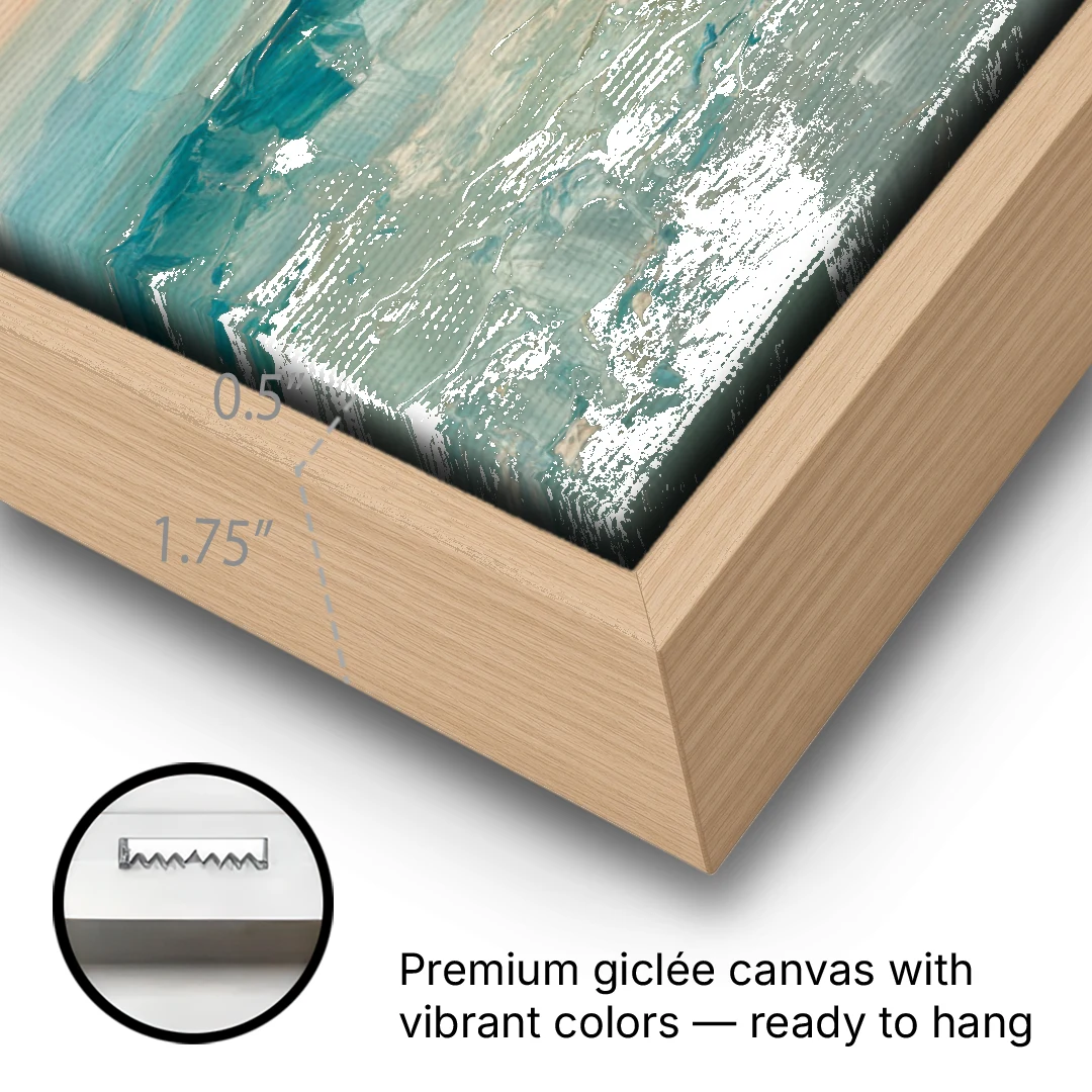 La Jolla Seaside Charm - Oak Framed Canvas Wall Art - Gallery Wrap Corner