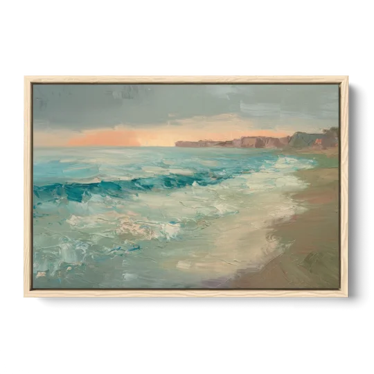 La Jolla Seaside Charm - Oak Framed Canvas Wall Art - Front