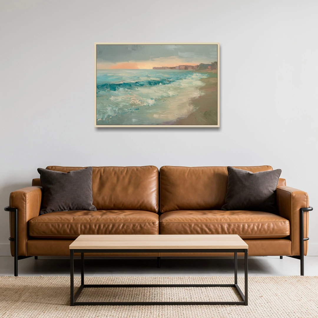 La Jolla Seaside Charm - Oak Framed Canvas Wall Art - Sofa - 36x24