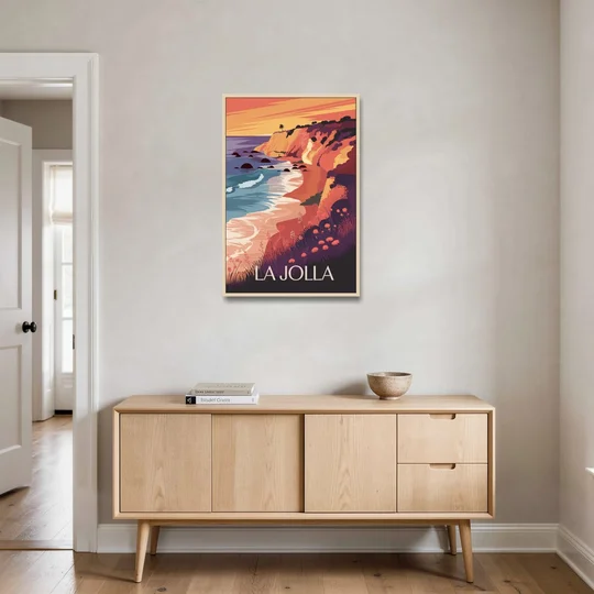 La Jolla Sunset Views - Oak Framed Canvas Wall Art - Coffee Table - 24x36