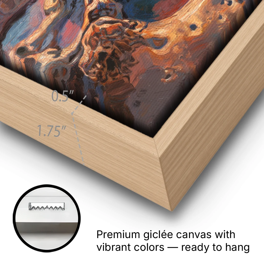 La Jolla Tidepools - Oak Framed Canvas Wall Art - Gallery Wrap Corner