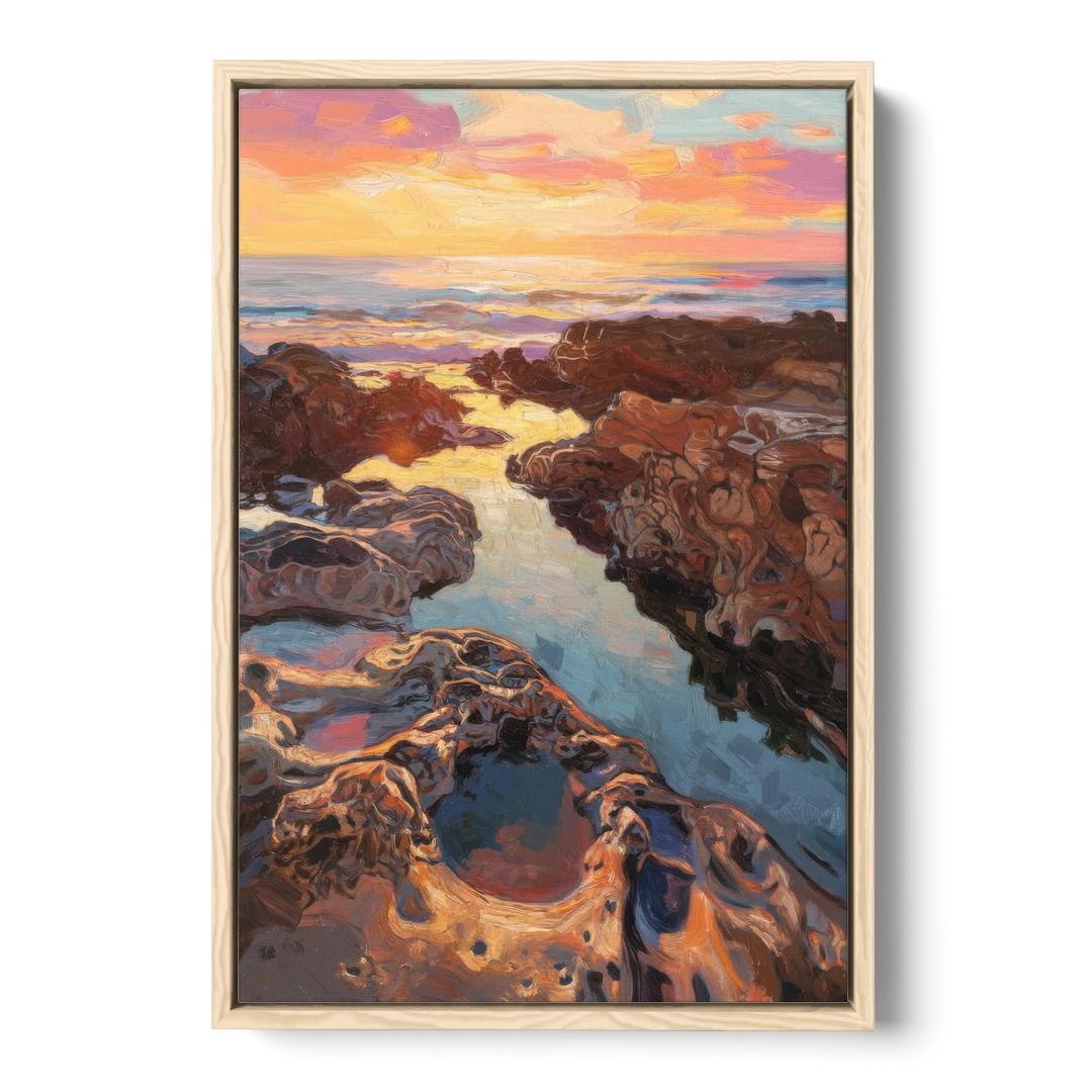 La Jolla Tidepools - Oak Framed Canvas Wall Art - Front