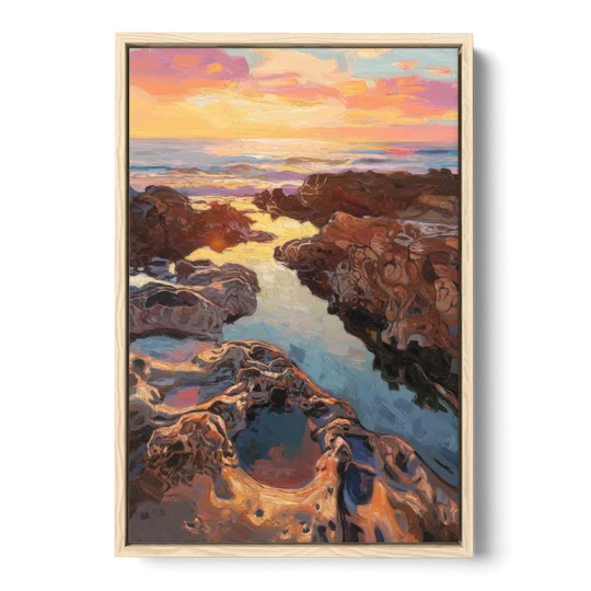 La Jolla Tidepools - Oak Framed Canvas Wall Art - Front