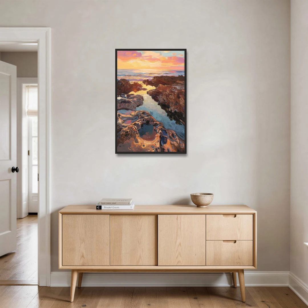 La Jolla Tidepools - Black Framed Canvas Wall Art - Coffee Table - 24x36