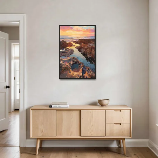 La Jolla Tidepools - Black Framed Canvas Wall Art - Coffee Table - 24x36