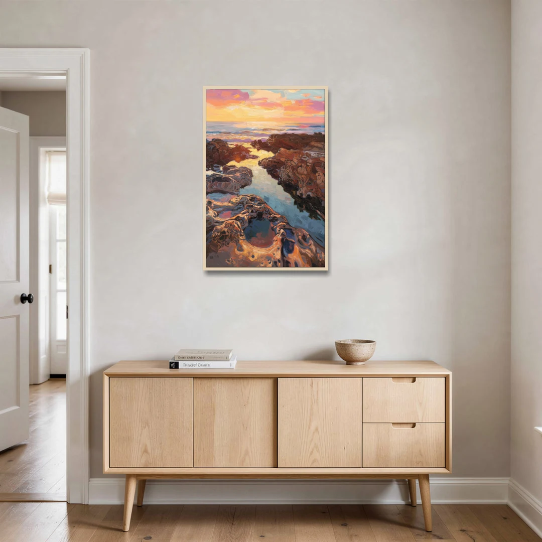 La Jolla Tidepools - Oak Framed Canvas Wall Art - Coffee Table - 24x36
