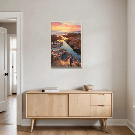La Jolla Tidepools - Oak Framed Canvas Wall Art - Coffee Table - 24x36
