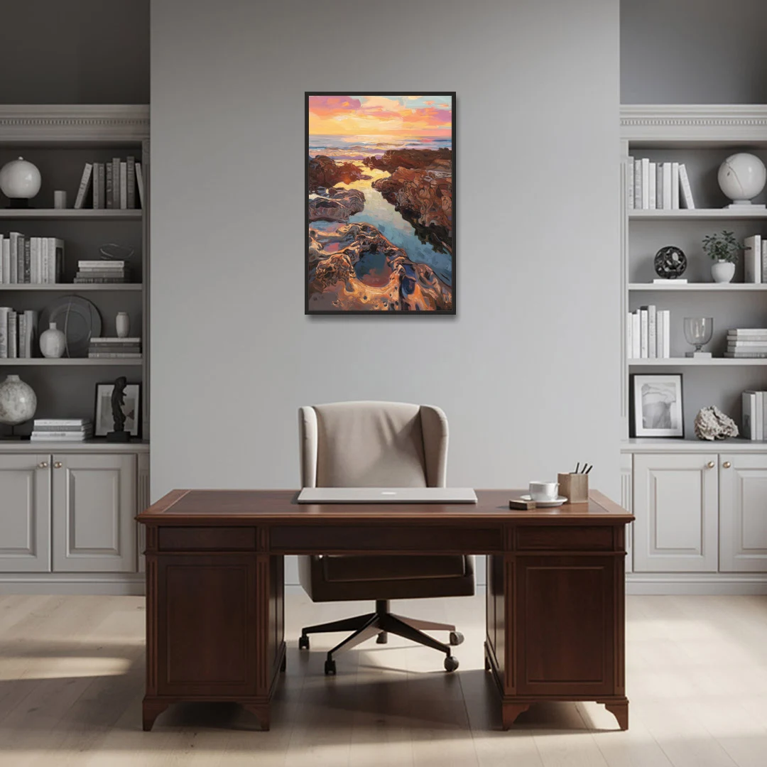 La Jolla Tidepools - Black Framed Canvas Wall Art - Office - 24x36