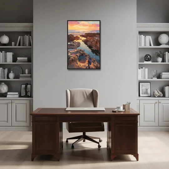 La Jolla Tidepools - Black Framed Canvas Wall Art - Office - 24x36
