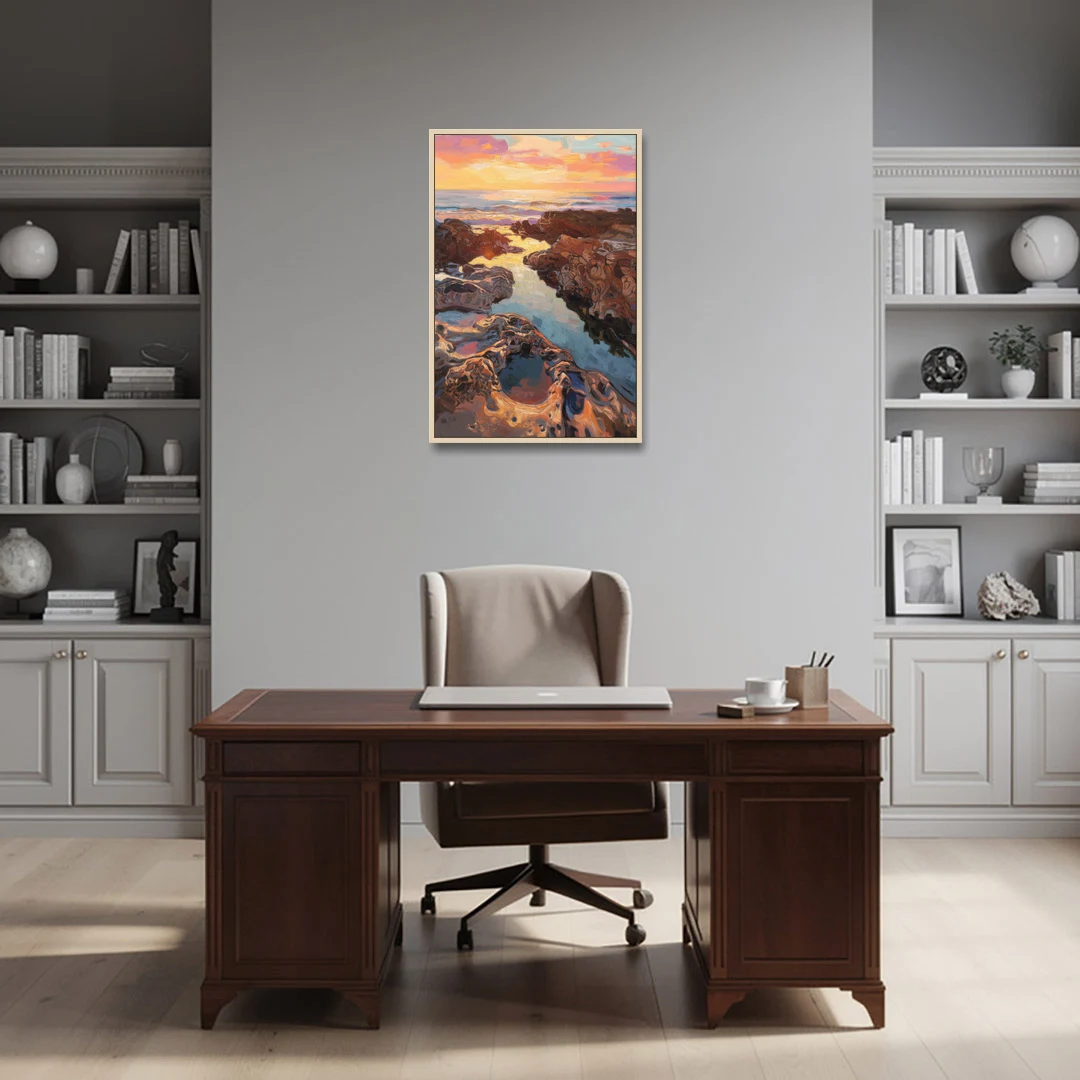 La Jolla Tidepools - Oak Framed Canvas Wall Art - Office - 24x36