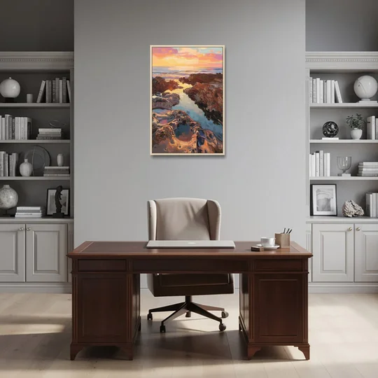La Jolla Tidepools - Oak Framed Canvas Wall Art - Office - 24x36