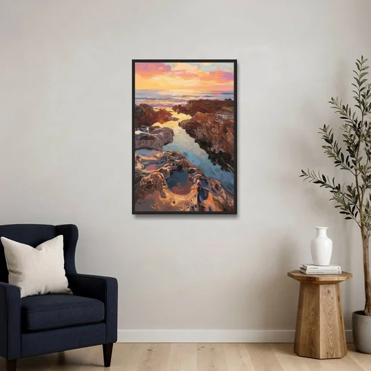 La Jolla Tidepools - Black Framed Canvas Wall Art - Sofa - 24x36